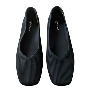 Vivaia Shoes For Women Size 39.5 Black Square Toe Flats Woven Fabric Comfort